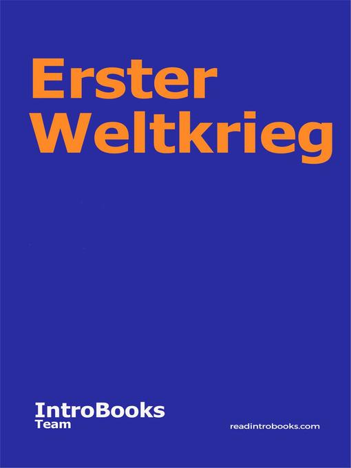 Title details for Erster Weltkrieg by IntroBooks Team - Available